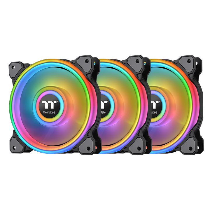 Thermaltake Riing Quad 140mm, RGB TT Premium Edition, 3 Pack Case Fan - Black