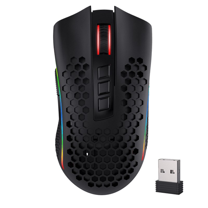Redragon M808 Storm Pro Lightweight RGB Wireless/Wired Gaming Mouse - Black