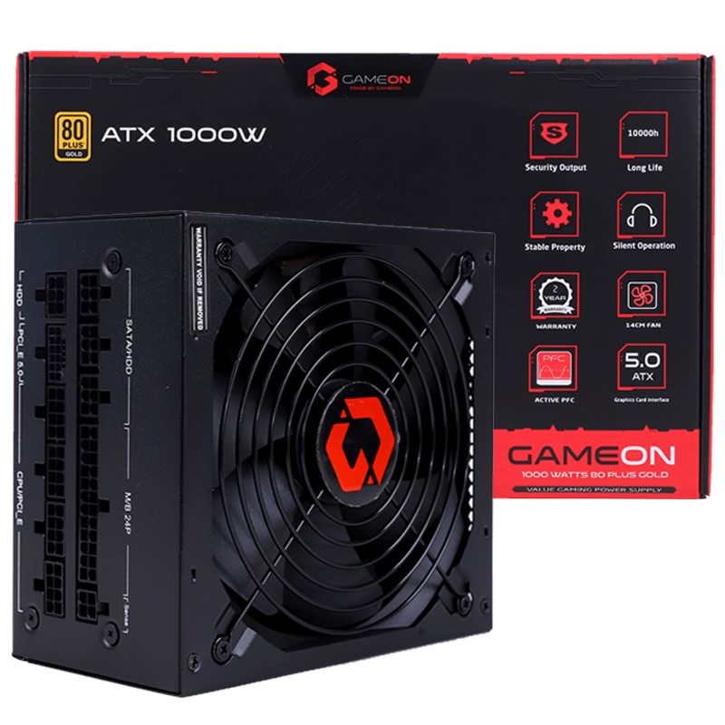 GAMEON - SPY2 ATX 1000 WATTS 80 PLUS Gold Value Gaming Power Supply - Black