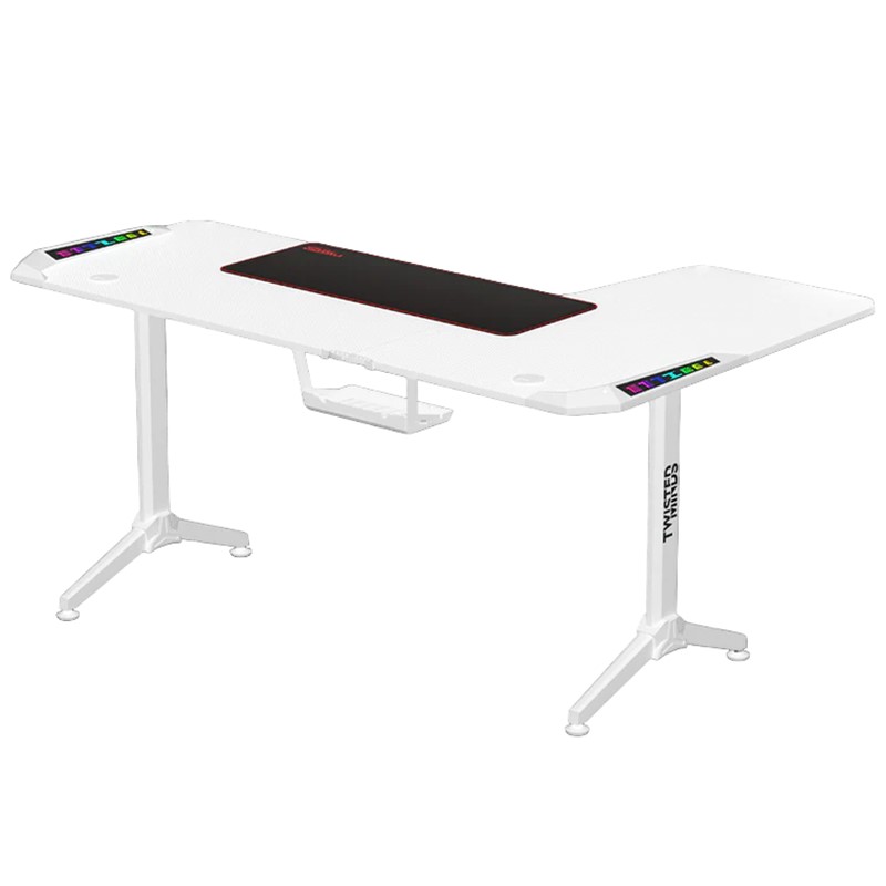 Twisted Minds Corner Gaming Desk, Left - TM-Y-LW-RGB - 160*100*75 cm - White