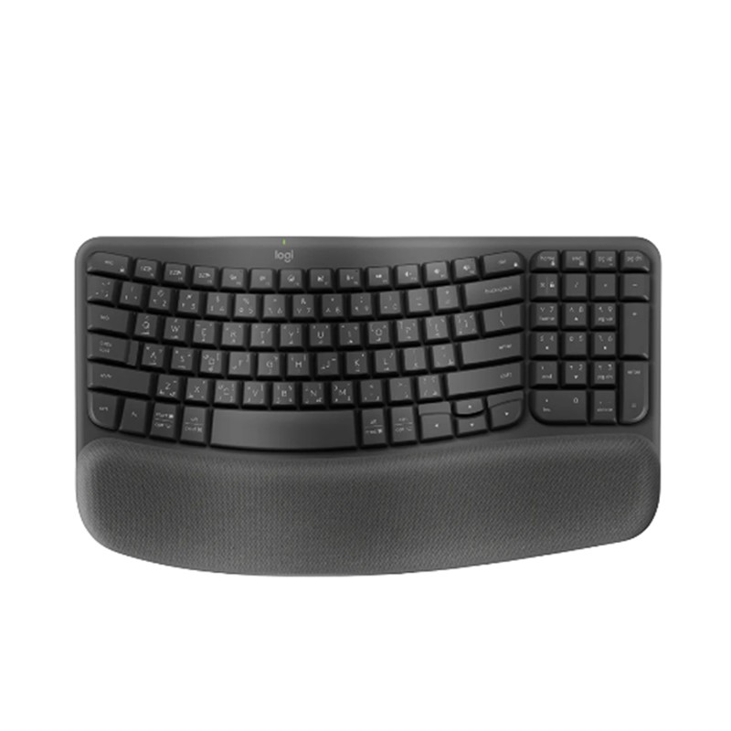 Logitech Wave Keys Wireless Ergonomic Keyboard with Cushioned Palm Rest, Comfortable Natural Typing,  Bluetooth, Logi Bolt Receiver, for Multi-OS, Windows/Mac, AR Layout - Graphite