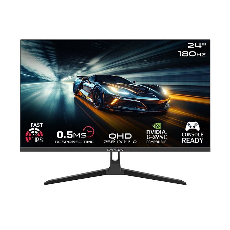 GAMEON GOAE24QHD180IPS Pro Series 23.8” QHD 180HZ, MPRT 0.5ms, HDMI 2.1, Fast IPS Gaming Monitor (Supports PS5) - Black