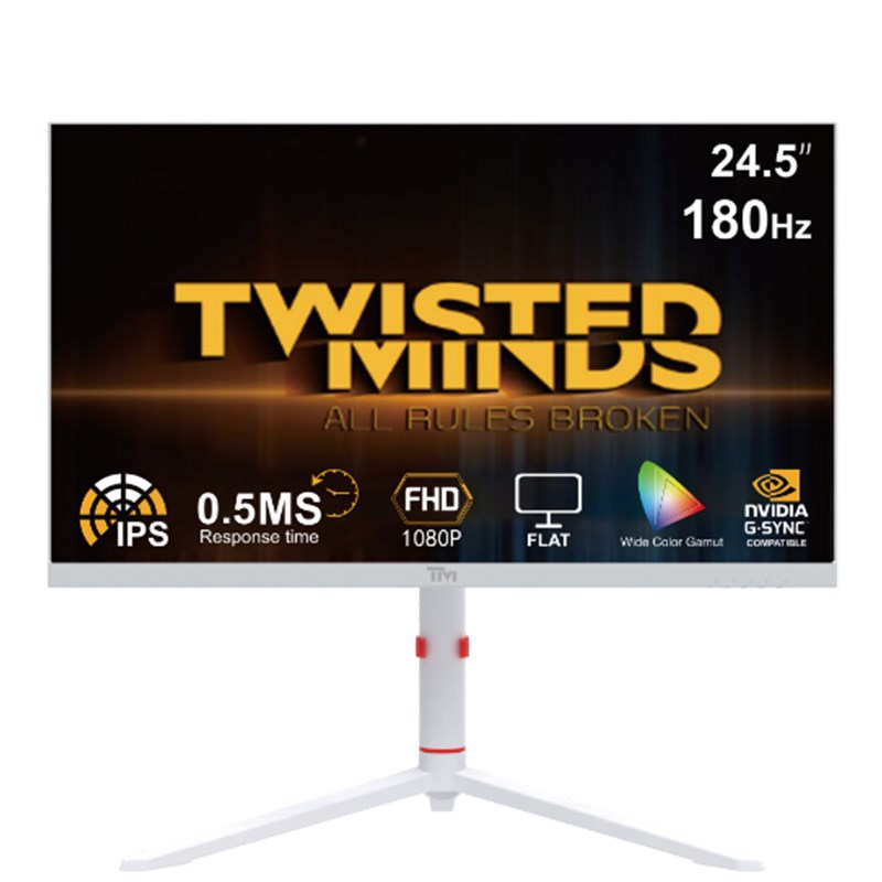 Twisted Minds Frost Series 24" FHD, 180Hz, 0.5ms, Fast IPS, HDMI 2.1 Gaming Monitor - White