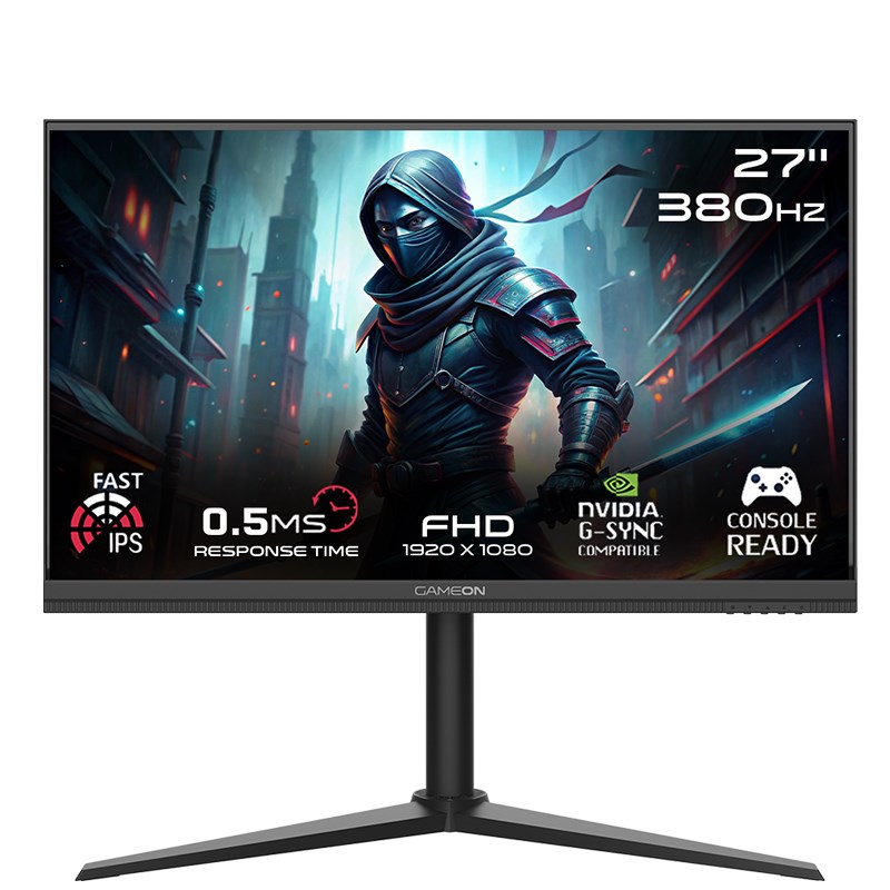 GAMEON GOMP27FHD380IPS Midnight Pro Series 27" FHD, 380Hz, MPRT 0.5ms, HDMI 2.1, Fast IPS Gaming Monitor (Support PS5) - Black
