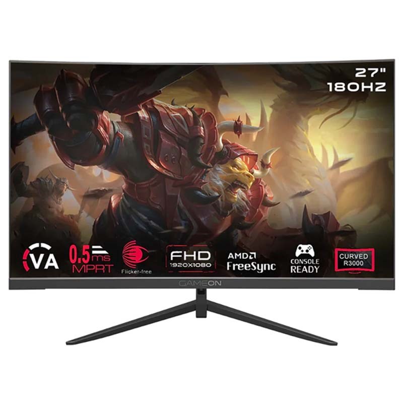GAMEON GOC27F180VA 27" FHD, 180 Hz, MPRT 0.5 ms, HDMI 2.1, VA PANEL Curved Gaming Monitor