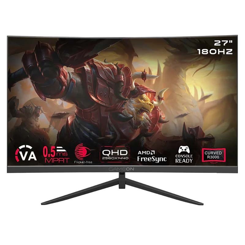 GAMEON GOC27Q180VA 27" QHD, 180 Hz, MPRT 0.5 ms, HDMI 2.1, VA PANEL Curved Gaming Monitor