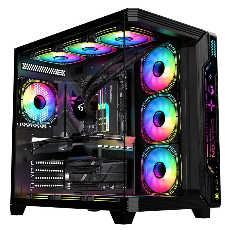 GAMEON PULSE Series ARGB ATX Mid Tower Gaming PC Case - Black (7 ARGB Fans Included)