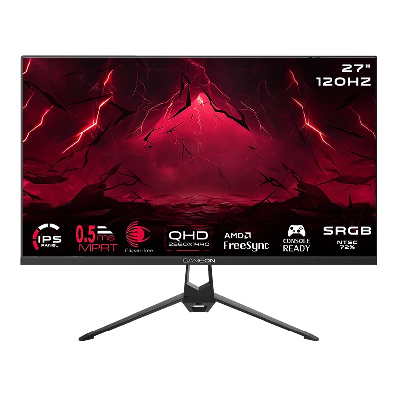 GAMEON Essential Series 27" QHD, 120Hz, MPRT 0.5ms, HDMI 2.1, Fast IPS Gaming Monitor (Supports PS5) - Black