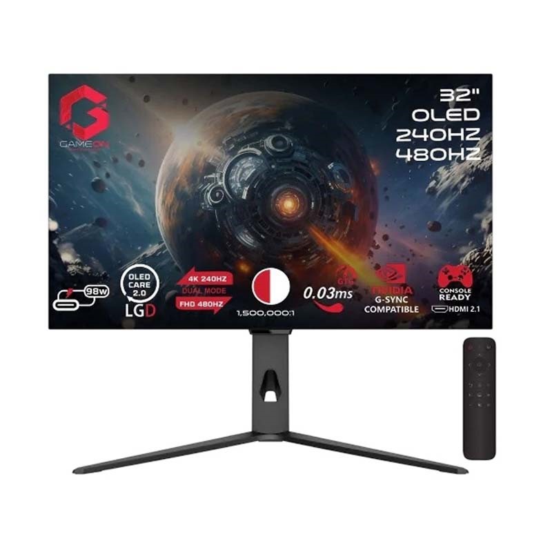 GAMEON GO32OLED 4K Signature X Series 32" Dual Switch OLED 4K UHD 240 Hz/FHD 480 Hz, 0.3 ms, HDMI 2.1, Gaming Monitor (Supports PS5) - Black