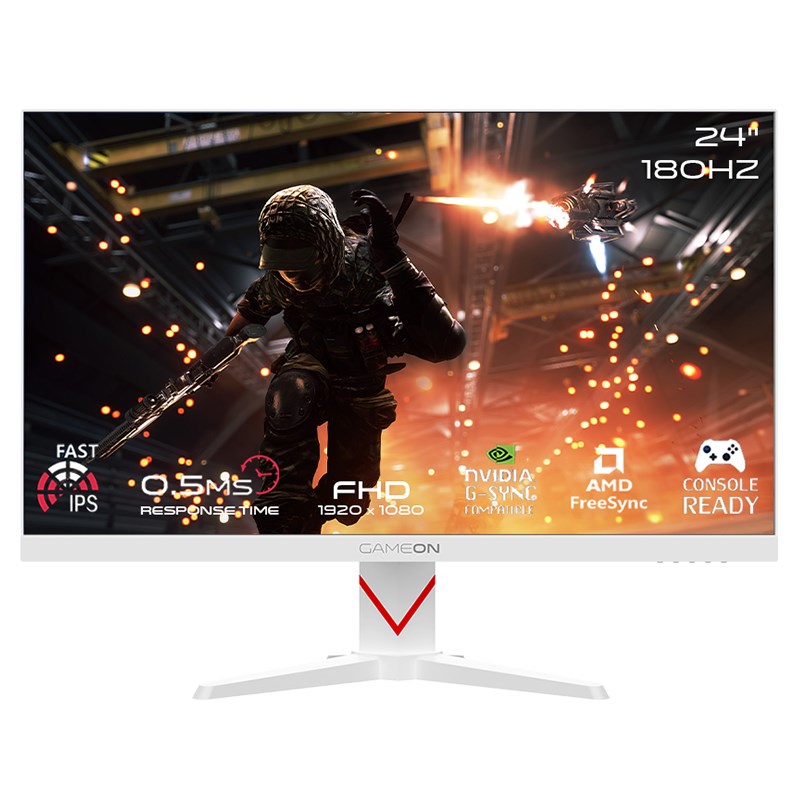 GAMEON GOAM24FHD180IPS Marksman Series 24" FHD, 180Hz, MPRT 0.5ms, HDMI 2.1, Fast IPS Gaming Monitor (Supports PS5) - White