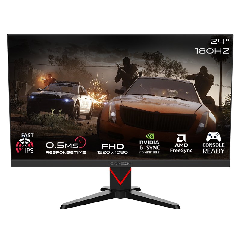 GAMEON GOMM24FHD180IPS Marksman Series 24" FHD, 180Hz, MPRT 0.5ms, HDMI 2.1, Fast IPS Gaming Monitor (Supports PS5) - Black