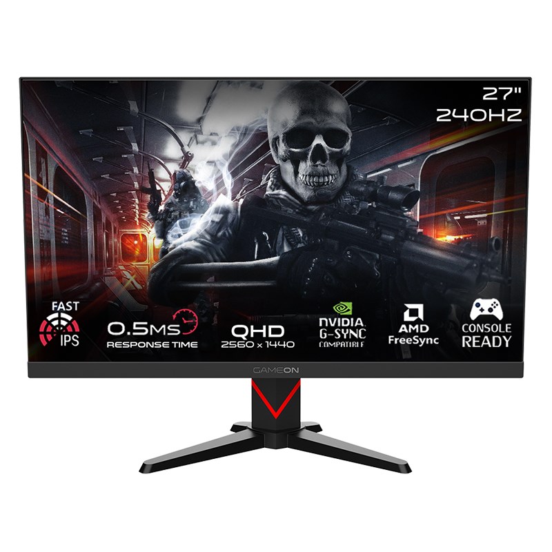 GAMEON GOMD27QHD240IPS Dominator Series 27" QHD, 240Hz, MPRT 0.5ms, HDMI 2.1, Fast IPS Gaming Monitor (Supports PS5) - Black