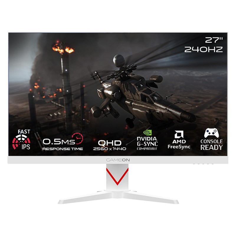GAMEON GOAD27QHD240IPS Dominator Series 27" QHD, 240Hz, MPRT 0.5ms, HDMI 2.1, Fast IPS Gaming Monitor (Supports PS5) - White