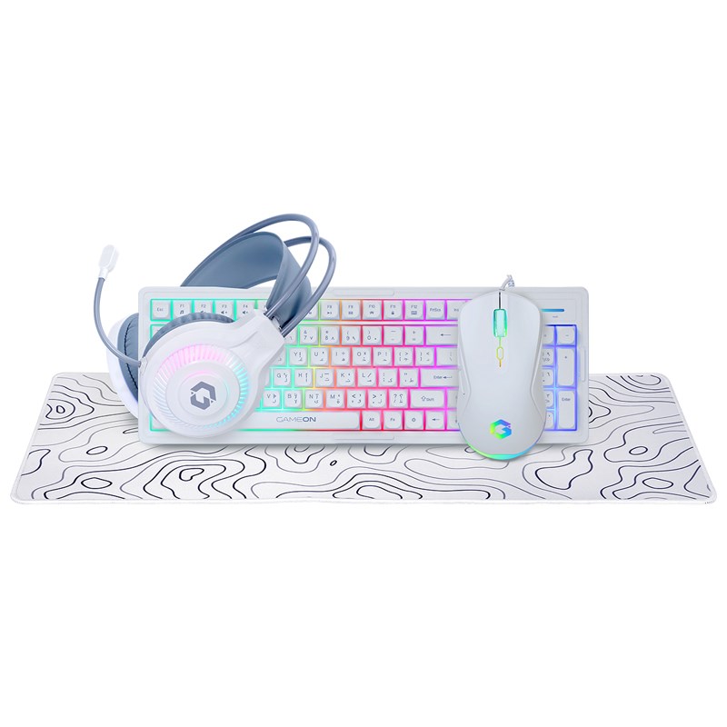 GAMEON GO-CYPHERW-XL-W All-In-One Gaming Bundle (Keyboard, Headset, Mouse & Mousepad)