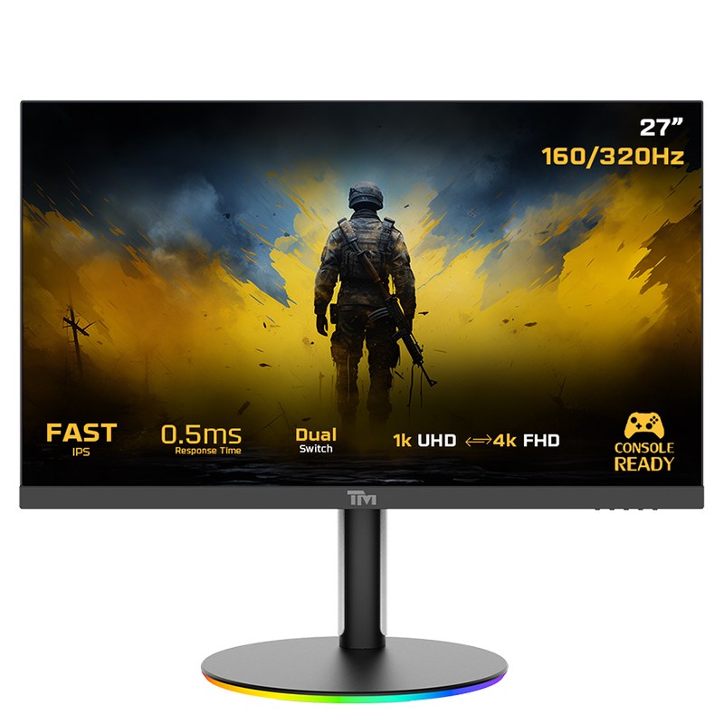 Twisted Minds Dual Switch Gaming Monitor TMDX27B 27" FHD, 4K 160 / FHD 320Hz, MPRT 0.5ms, HDMI 2.1, Fast IPS (Support PS5) - Black