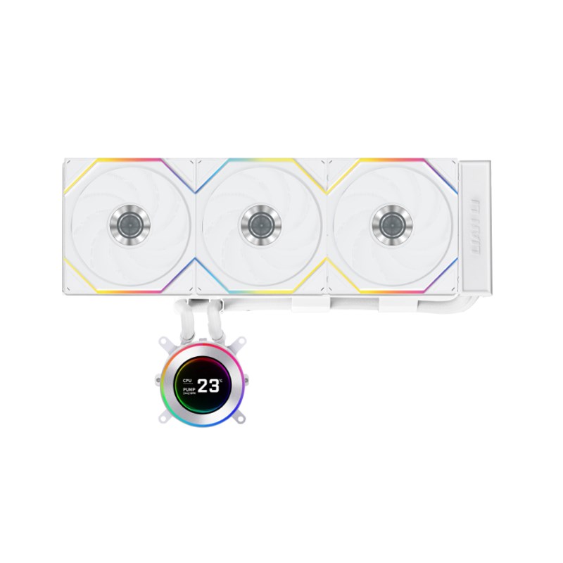 LIAN LI Hydro-Shift II LCD-C 360TL Liquid CPU Cooler with TL Wireless Fans, 2.1" IPS LCD Screen - White