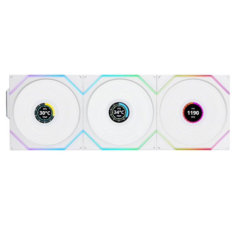 LIAN LI UNI FAN TL Wireless LCD Reverse Blade 120mm ARGB Case Fans with 1.6” LCD Screen (3 Pack)