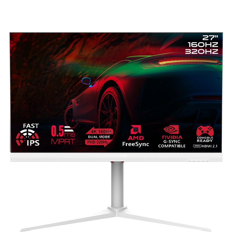 GAMEON Dual Switch Gaming Monitor GOSX27W 27" FHD, Dual Mode 4K 160 / FHD 320 Hz, MPRT 0.5 ms, HDMI 2.1, Fast IPS (Support PS5) - White