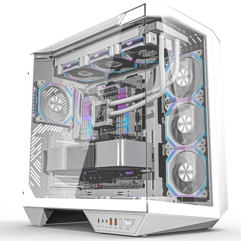DarkFlash DY470 ATX Mid Tower Gaming Case - White (4 ARGB Fans Included)