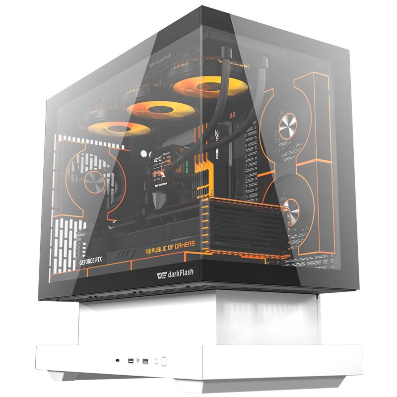 DarkFlash FLOATRON F1 Micro ATX Gaming Case - White (FANS Not Included)