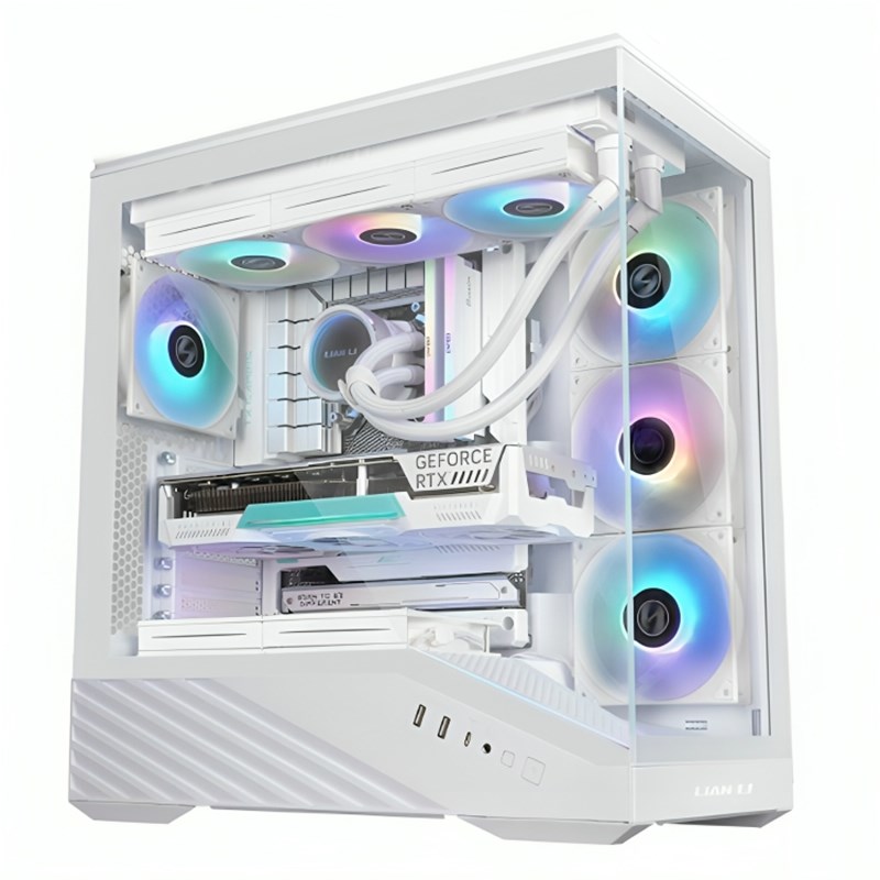 LIAN LI Vector V100 E-ATX Mid Tower Gaming Case - White (4 ARGB Fans Included)