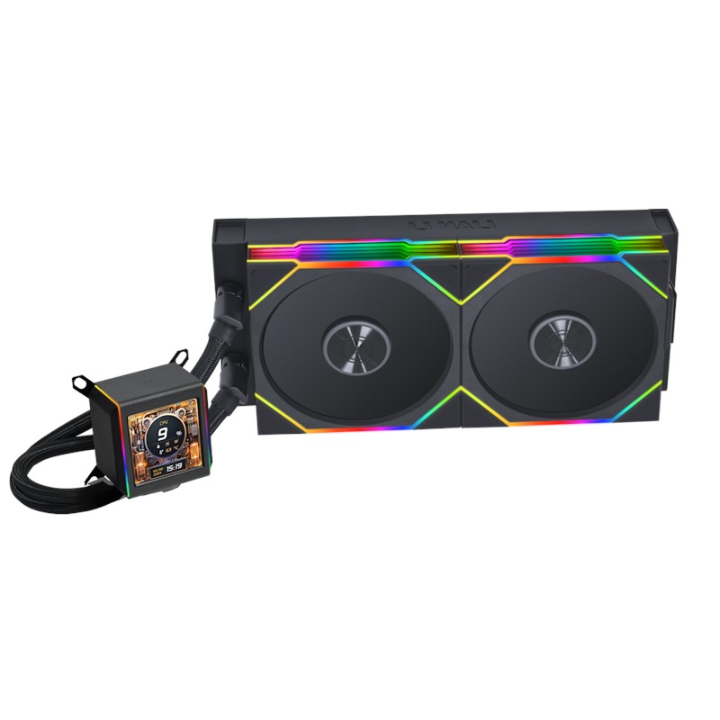 LIAN LI GALAHAD II LCD 280mm Liquid CPU Cooler with TL 140 Wireless Fans - Black
