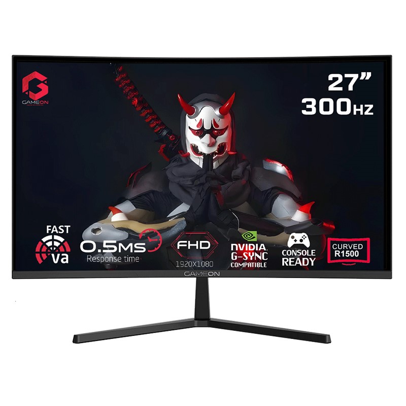 GAMEON GOC27F300 27'' FHD, Ultra Fast 300 Hz, 0.5 Ms, Fast VA Curved R1500, HDMI 2.1 Gaming Monitor - Black