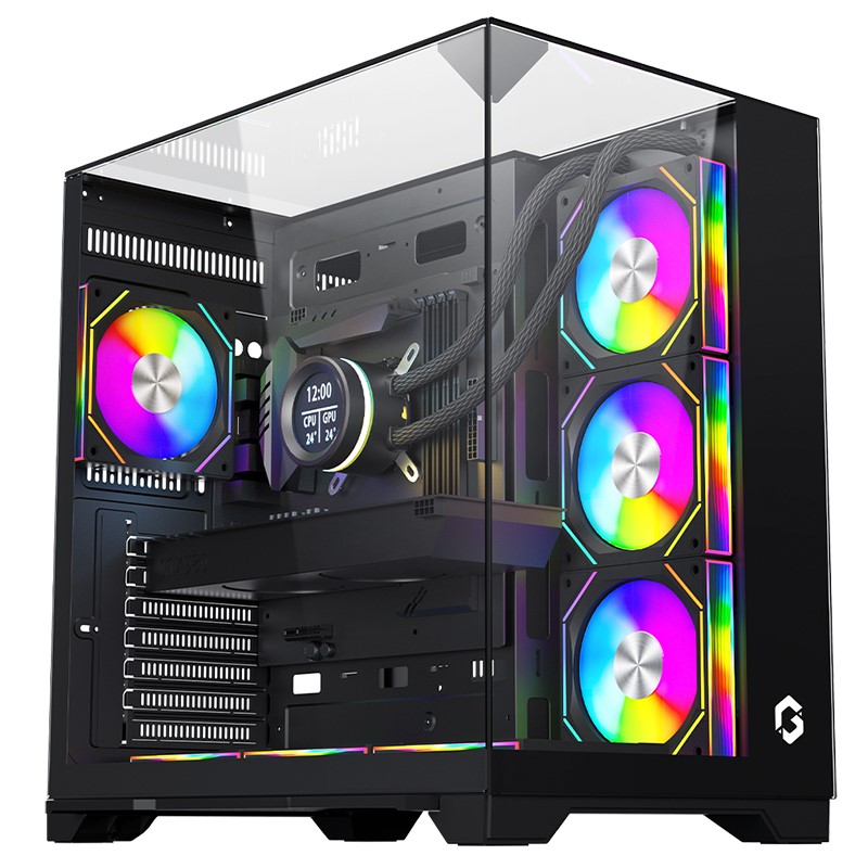 GAMEON Valkyrie I Series ATX Mid Tower Gaming Case - Black (4 ARGB Fans Included)
