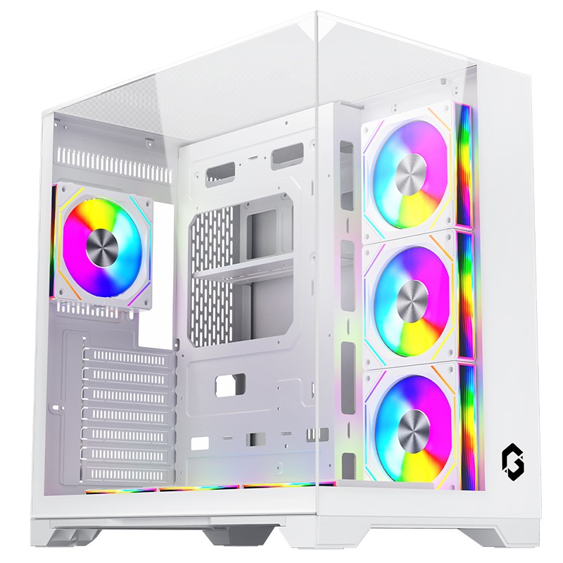 GAMEON Valkyrie I Series ATX Mid Tower Gaming Case - White (4 ARGB Fans Included)