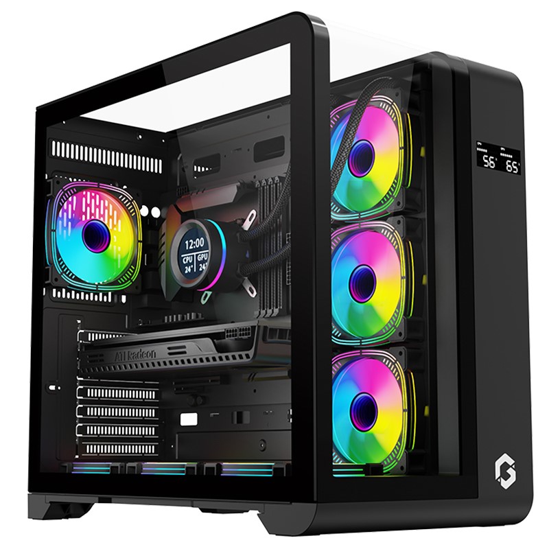 GAMEON Infinity Midnight Series ARGB Mid Tower Gaming Case - Black (4 ARGB Fans Included)
