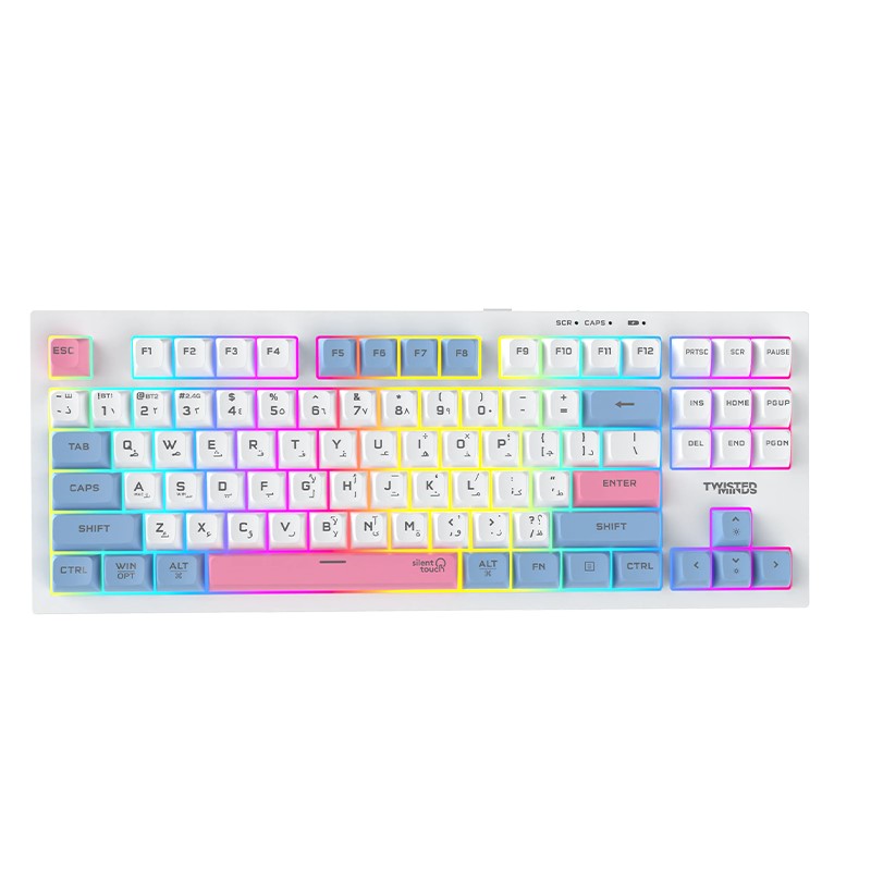 Twisted Minds Spectrum Pro Series 75% Compact Size 87 keys Wireless Membrane Keyboard - (English / Arabic) Layout