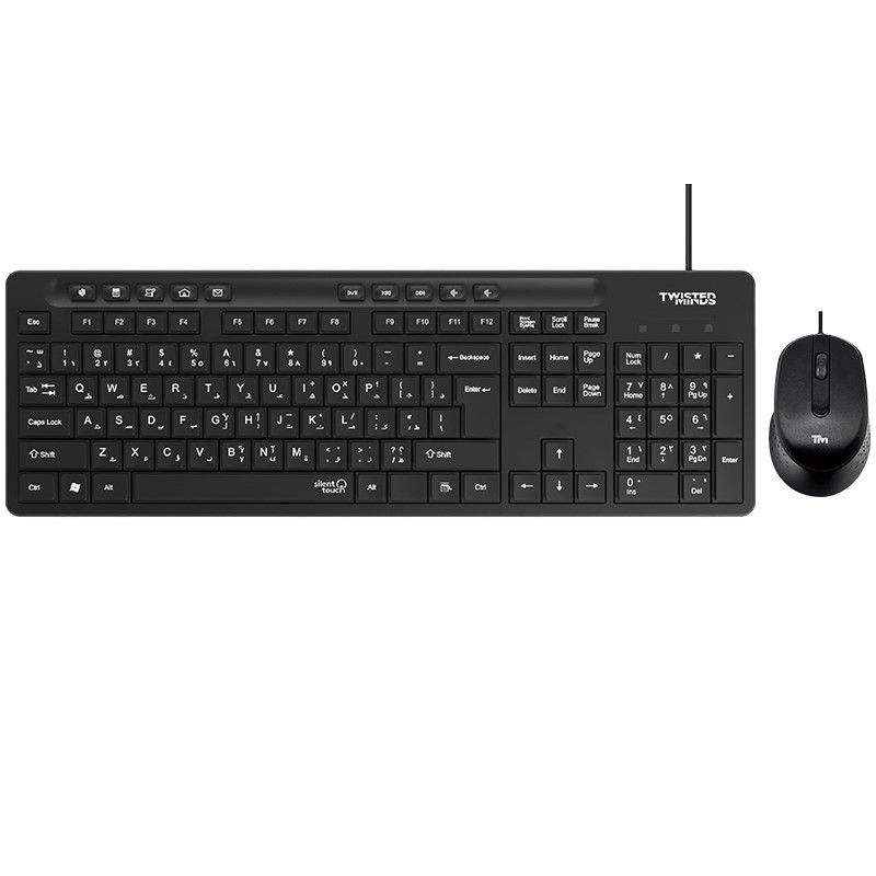 Twisted Minds K19 Kavara Series 2in1 Combo Wired Mode Lightweight - Black - (English / Arabic) Layout