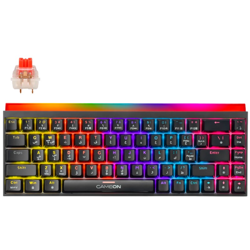 GAMEON PRIMEX Series GO-MK260-RS 60% RGB Mechanical Wired Gaming Keyboard with Customization Software, Red Switch - English/Arabic