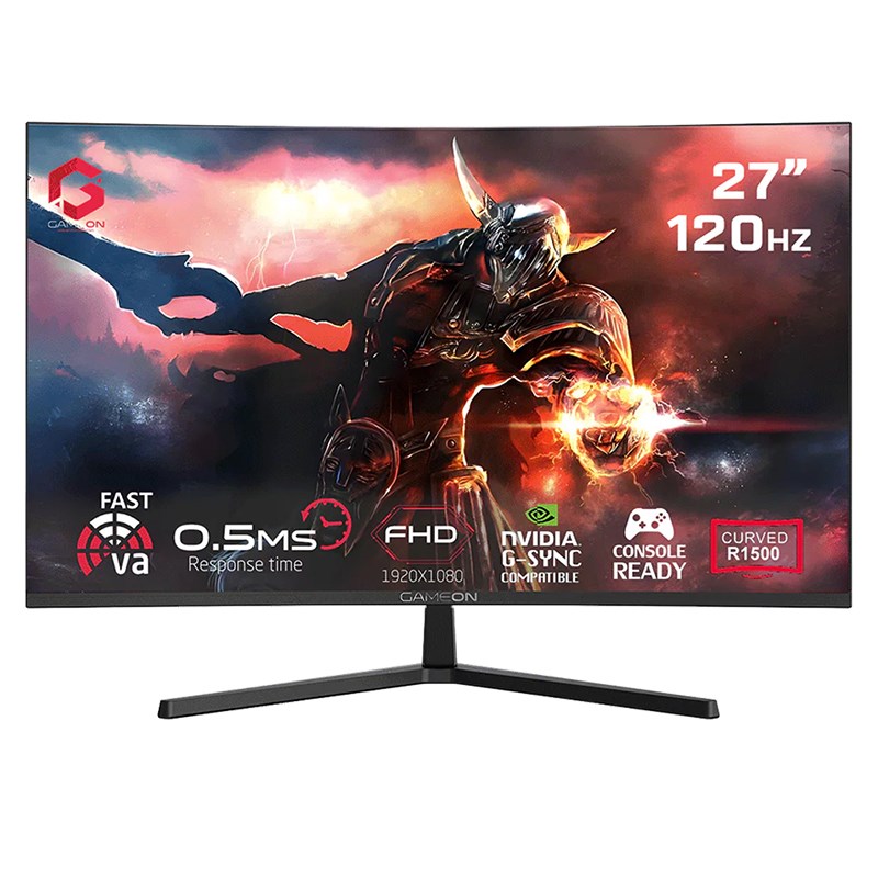 GAMEON GC27F120VA Pro Series 27'' FHD, 120Hz, MPRT 0.5ms, HDMI 2.1, Fast VA Panel Curved Gaming Monitor 1500R, 16:9 (Supports PS5) - Black