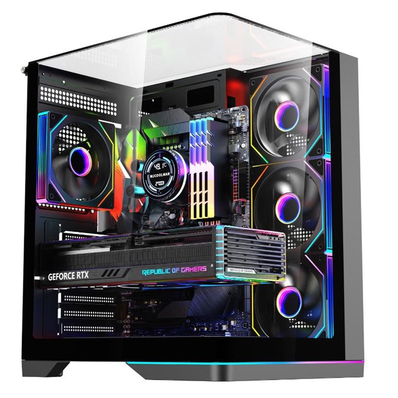 GAMEON Valkyrie X Series Mid Tower Gaming Case - Black (4 FANS Included)