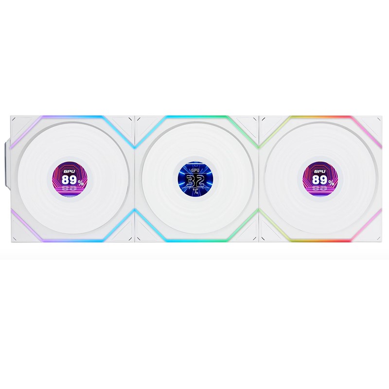 LIAN LI UNI FAN TL-LCD Wireless 120mm ARGB Case Fans with 1.6" LCD Screen (3 Pack) - White