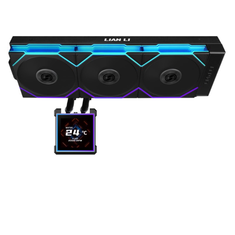LIAN LI Hydro-Shift II LCD-S 360CL Liquid CPU Cooler with CL Wireless Fans, 3.4" IPS LCD Screen - Black