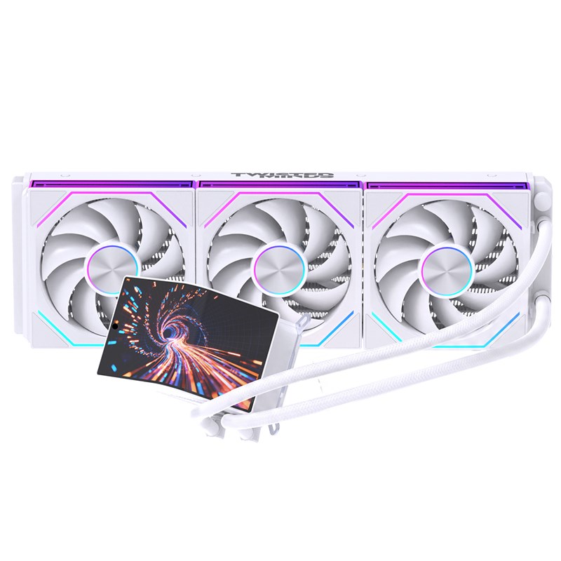 Twisted Minds ThunderFlow 360mm Liquid CPU Cooler with 6.6" Smart IPS Display - White