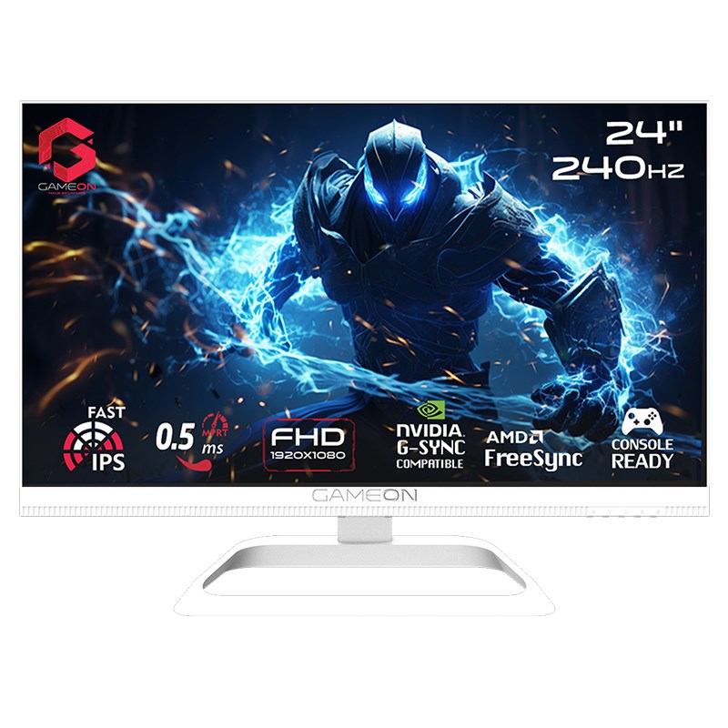 GAMEON GOA24FHD240IPS Artic Pro Series 24" FHD, 240Hz, MPRT 0.5ms, HDMI 2.1, Fast IPS Gaming Monitor (Supports PS5) - White