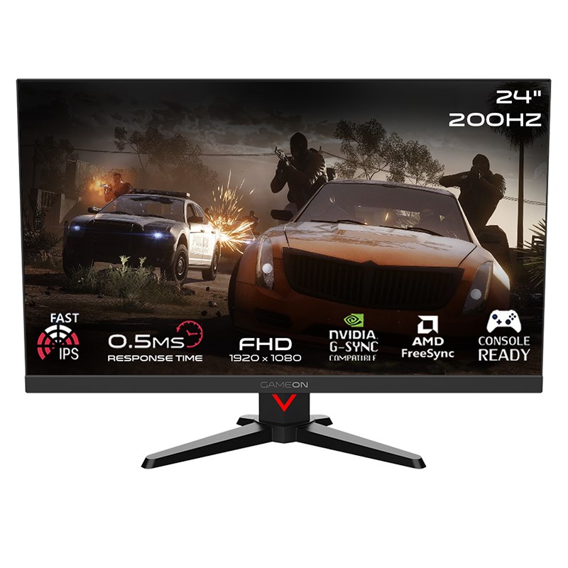 GAMEON GOMM24FHD200IPS Marksman Series 24" FHD, 200Hz, MPRT 0.5ms, HDMI 2.1, Fast IPS Gaming Monitor (Supports PS5) - Black