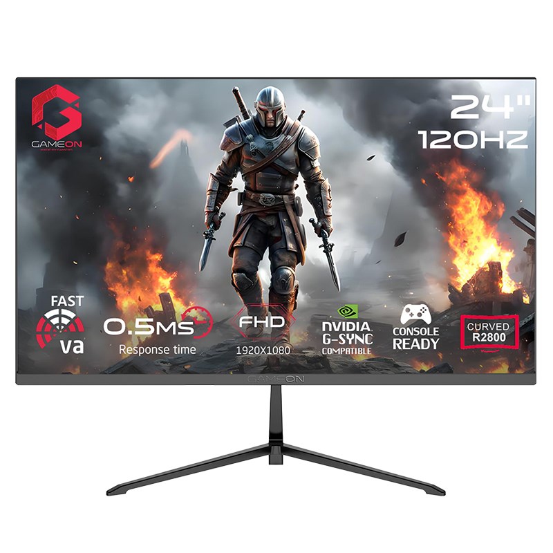 GAMEON GC24F120VA Pro Series 24" FHD, 120Hz, MPRT 0.5ms, HDMI 2.1, Fast VA Panel Curved Gaming Monitor (Supports PS5) - Black