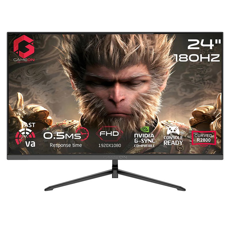 GAMEON GC24F180VA Pro Series 24" FHD, 180Hz, MPRT 0.5ms, HDMI 2.1, Fast VA Panel Curved Gaming Monitor (Supports PS5) - Black