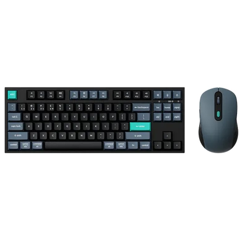 Keychron B33 Keyboard and BM25 Mouse Wireless Combo, 80% TKL, Black/Green - Arabic Layout