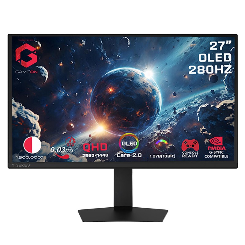 GAMEON GO27QDOLD280 Signature X Series 27" OLED QHD, 280Hz, 0.03ms, HDMI 2.1, Gaming Monitor (Supports PS5) - Black