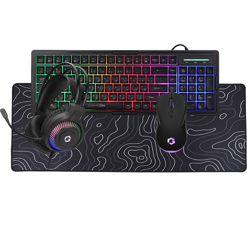 GAMEON GO-CYPHERW-XL-B All-In-One Gaming Bundle (Keyboard, Headset, Mouse & Mousepad) - Black