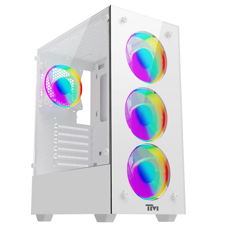 Twisted Minds Nova Series ATX Mid Tower Gaming Case - White (4 ARGB Fans Included)