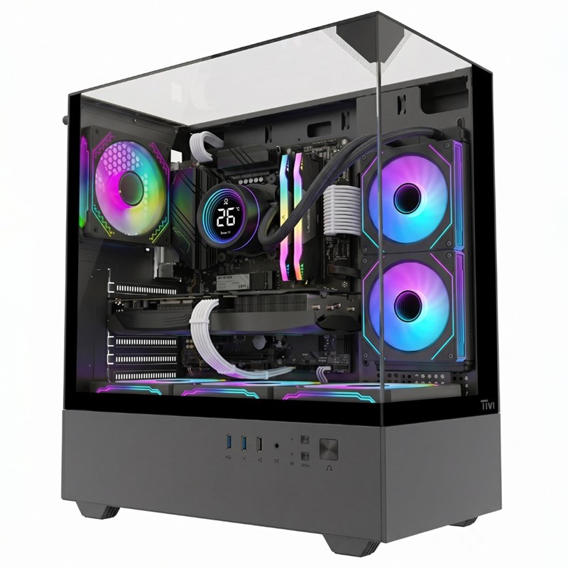 Twisted Minds Fury Series ATX Mid Tower Gaming Case - Black (4 ARGB Fans Included)