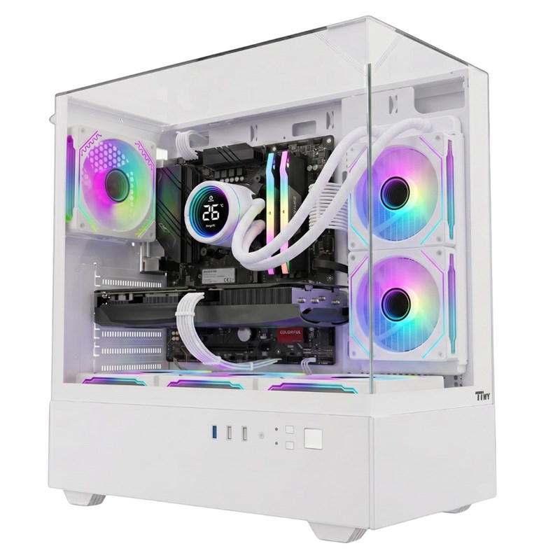 Twisted Minds Fury Series ATX Mid Tower Gaming Case - White (4 ARGB Fans Included)