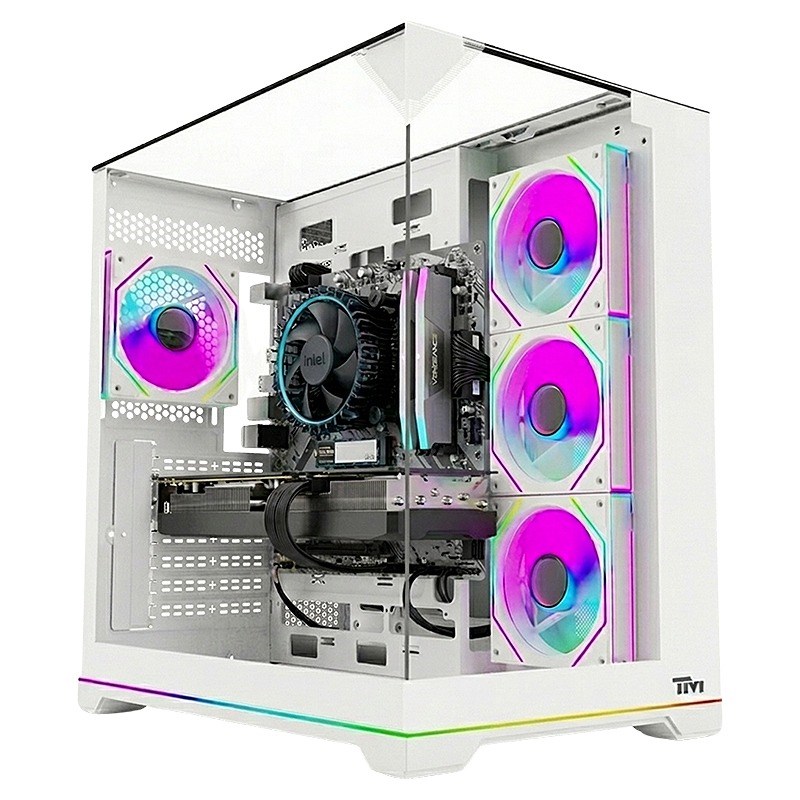 Twisted Minds Elite Series ATX Mid Tower Gaming Case - White (4 ARGB Fans Included)
