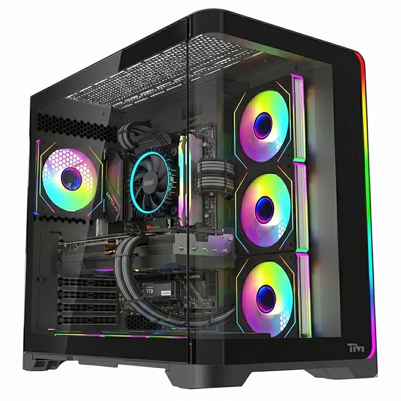 Twisted Minds Flux Series ATX Mid Tower Gaming Case - Black (7 ARGB Fans Included)
